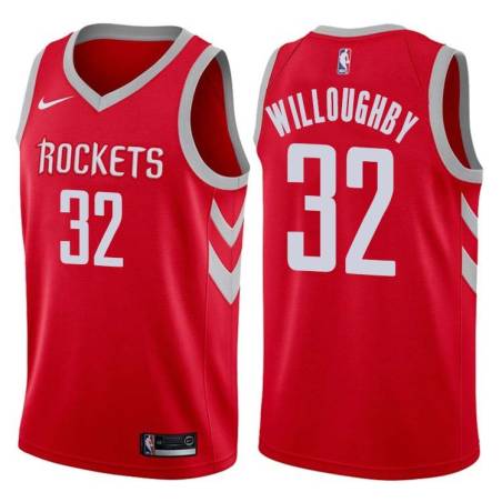 Red Classic Bill Willoughby Twill Basketball Jersey -Rockets #32 Willoughby Twill Jerseys, FREE SHIPPING