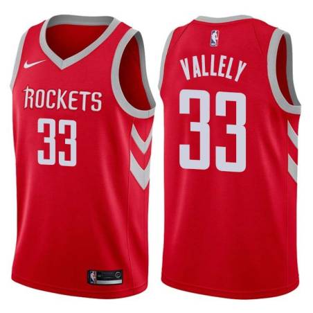 Red Classic John Vallely Twill Basketball Jersey -Rockets #33 Vallely Twill Jerseys, FREE SHIPPING