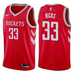 Red Classic Phil Hicks Twill Basketball Jersey -Rockets #33 Hicks Twill Jerseys, FREE SHIPPING