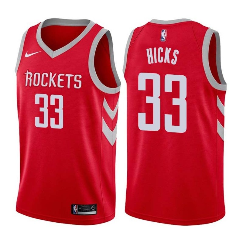 Red Classic Phil Hicks Twill Basketball Jersey -Rockets #33 Hicks Twill Jerseys, FREE SHIPPING