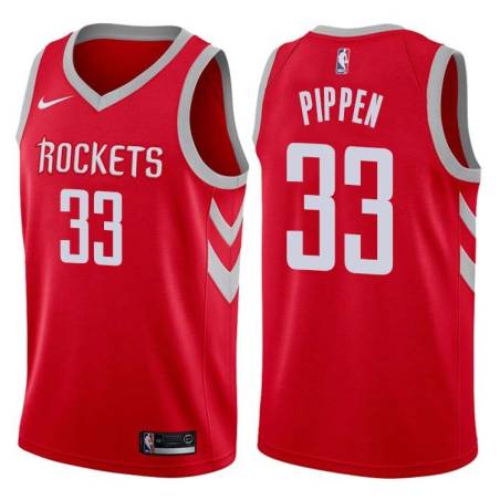 Red Classic Scottie Pippen Twill Basketball Jersey -Rockets #33 Pippen Twill Jerseys, FREE SHIPPING