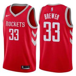 Red Classic Corey Brewer Twill Basketball Jersey -Rockets #33 Brewer Twill Jerseys, FREE SHIPPING