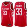 Red Classic Corey Brewer Twill Basketball Jersey -Rockets #33 Brewer Twill Jerseys, FREE SHIPPING