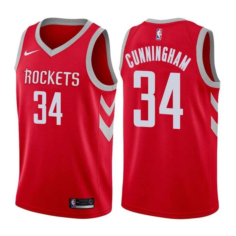 Red Classic Dick Cunningham Twill Basketball Jersey -Rockets #34 Cunningham Twill Jerseys, FREE SHIPPING