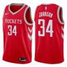 Red Classic John Johnson Twill Basketball Jersey -Rockets #34 Johnson Twill Jerseys, FREE SHIPPING