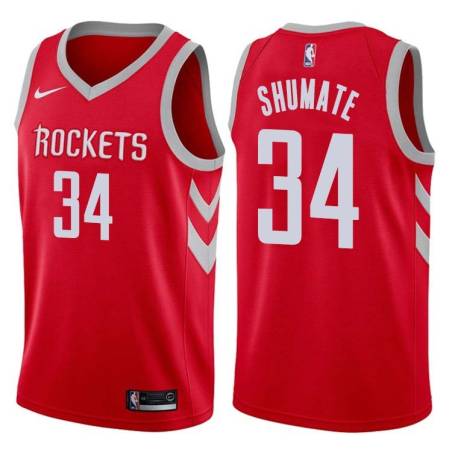 Red Classic John Shumate Twill Basketball Jersey -Rockets #34 Shumate Twill Jerseys, FREE SHIPPING