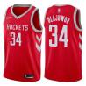 Red Classic Hakeem Olajuwon Twill Basketball Jersey -Rockets #34 Olajuwon Twill Jerseys, FREE SHIPPING