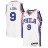 White Sonny Weems Twill Basketball Jersey -76ers #9 Weems Twill Jerseys, FREE SHIPPING