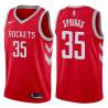 Red Classic Larry Spriggs Twill Basketball Jersey -Rockets #35 Spriggs Twill Jerseys, FREE SHIPPING