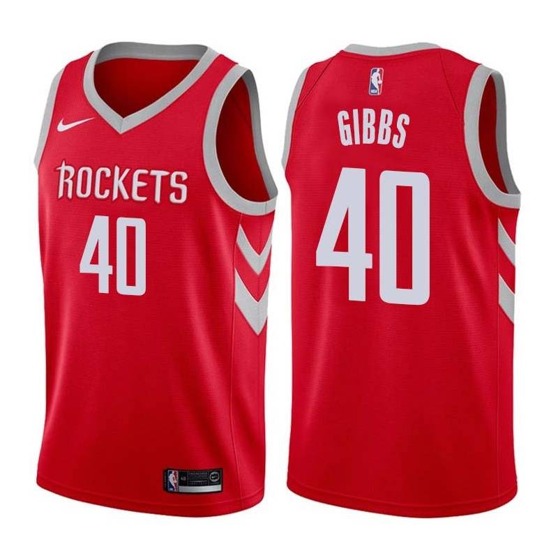 Red Classic Dick Gibbs Twill Basketball Jersey -Rockets #40 Gibbs Twill Jerseys, FREE SHIPPING