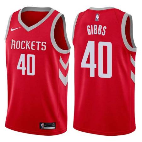 Red Classic Dick Gibbs Twill Basketball Jersey -Rockets #40 Gibbs Twill Jerseys, FREE SHIPPING