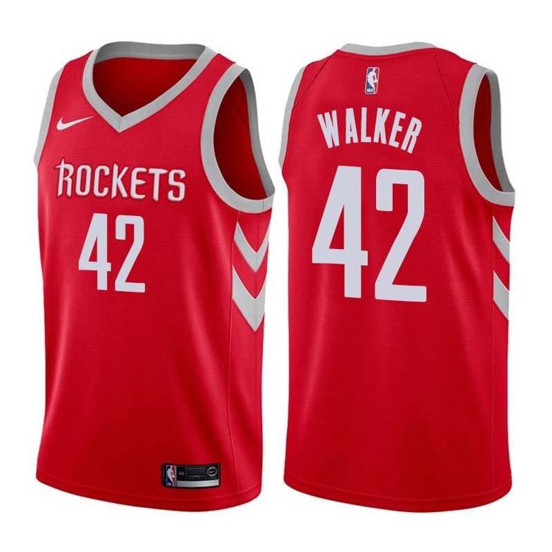 Red Classic Wally Walker Twill Basketball Jersey -Rockets #42 Walker Twill Jerseys, FREE SHIPPING