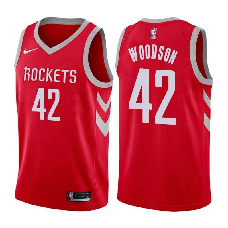 Red Classic Mike Woodson Twill Basketball Jersey -Rockets #42 Woodson Twill Jerseys, FREE SHIPPING