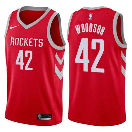 Red Classic Mike Woodson Twill Basketball Jersey -Rockets #42 Woodson Twill Jerseys, FREE SHIPPING