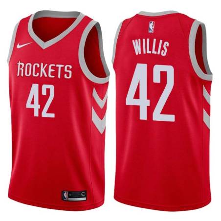 Red Classic Kevin Willis Twill Basketball Jersey -Rockets #42 Willis Twill Jerseys, FREE SHIPPING