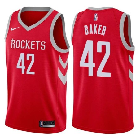 Red Classic Vin Baker Twill Basketball Jersey -Rockets #42 Baker Twill Jerseys, FREE SHIPPING