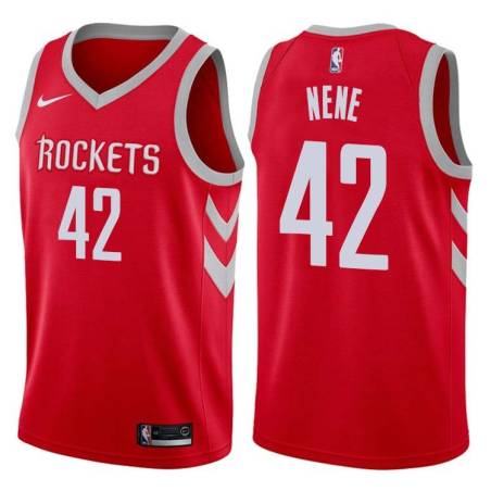 Red Classic Nene Hilario Twill Basketball Jersey -Rockets #42 Hilario Twill Jerseys, FREE SHIPPING