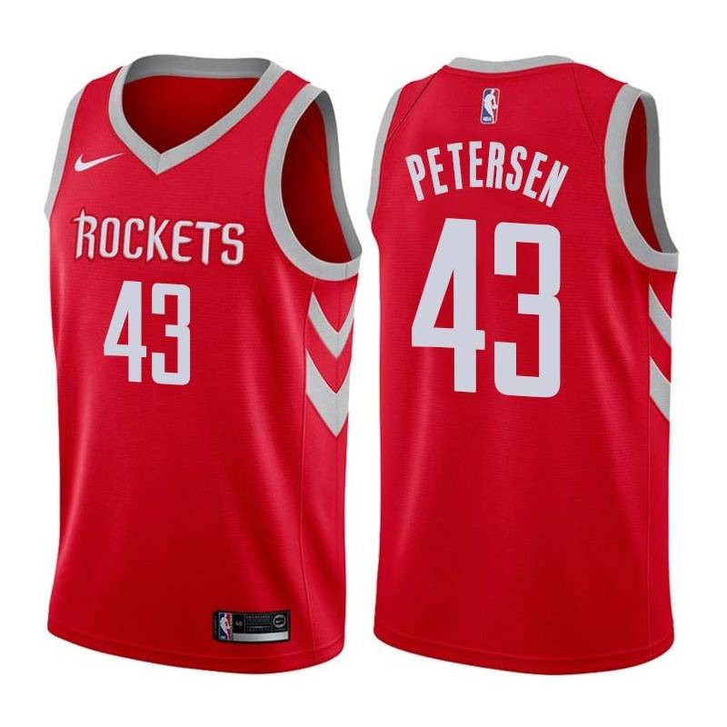 Red Classic Jim Petersen Twill Basketball Jersey -Rockets #43 Petersen Twill Jerseys, FREE SHIPPING