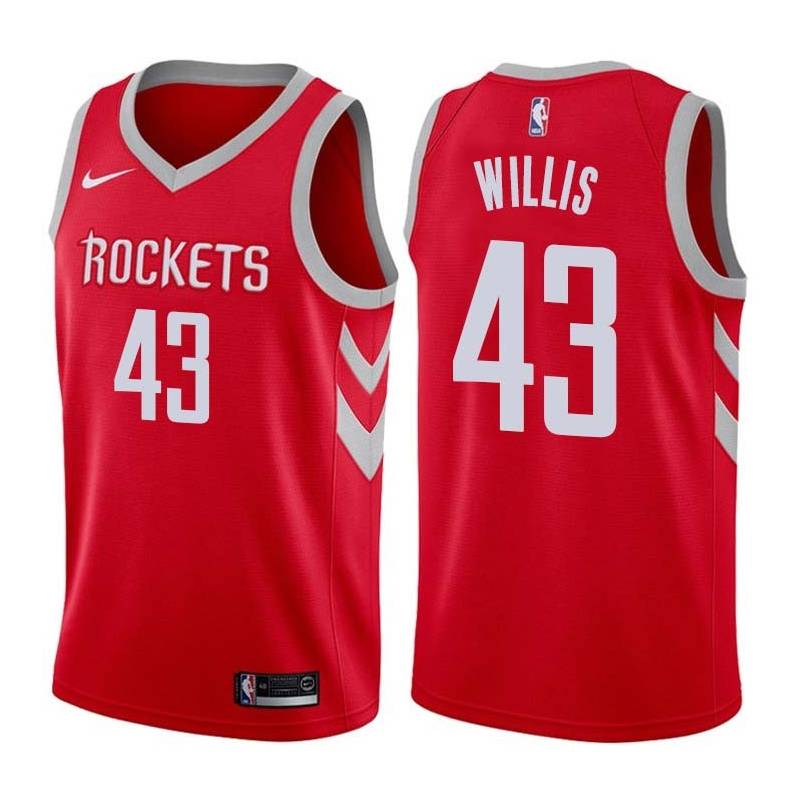 Red Classic Kevin Willis Twill Basketball Jersey -Rockets #43 Willis Twill Jerseys, FREE SHIPPING