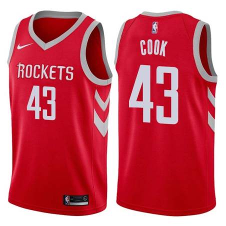 Red Classic Brian Cook Twill Basketball Jersey -Rockets #43 Cook Twill Jerseys, FREE SHIPPING