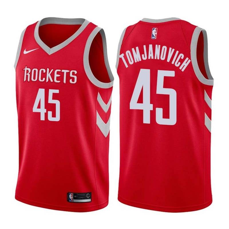 Red Classic Rudy Tomjanovich Twill Basketball Jersey -Rockets #45 Tomjanovich Twill Jerseys, FREE SHIPPING