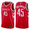 Red Classic Rudy Tomjanovich Twill Basketball Jersey -Rockets #45 Tomjanovich Twill Jerseys, FREE SHIPPING