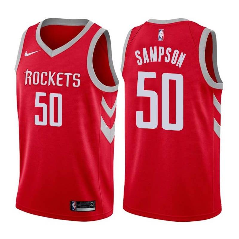 Red Classic Ralph Sampson Twill Basketball Jersey -Rockets #50 Sampson Twill Jerseys, FREE SHIPPING