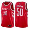 Red Classic Ralph Sampson Twill Basketball Jersey -Rockets #50 Sampson Twill Jerseys, FREE SHIPPING