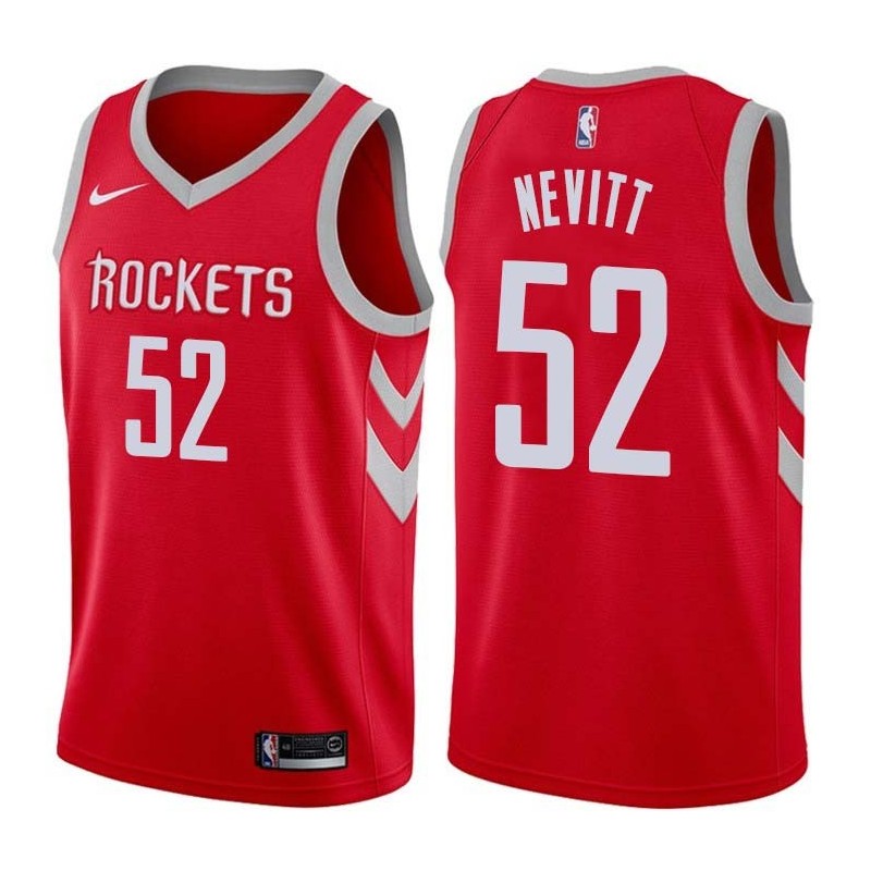 Red Classic Chuck Nevitt Twill Basketball Jersey -Rockets #52 Nevitt Twill Jerseys, FREE SHIPPING