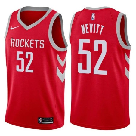 Red Classic Chuck Nevitt Twill Basketball Jersey -Rockets #52 Nevitt Twill Jerseys, FREE SHIPPING