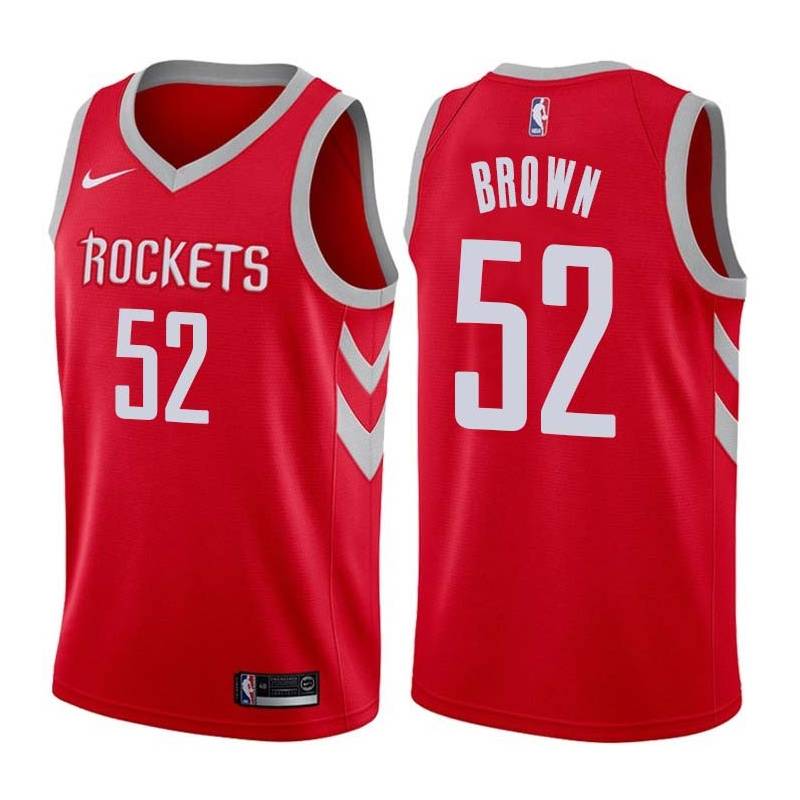 Red Classic Chucky Brown Twill Basketball Jersey -Rockets #52 Brown Twill Jerseys, FREE SHIPPING