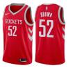 Red Classic Chucky Brown Twill Basketball Jersey -Rockets #52 Brown Twill Jerseys, FREE SHIPPING