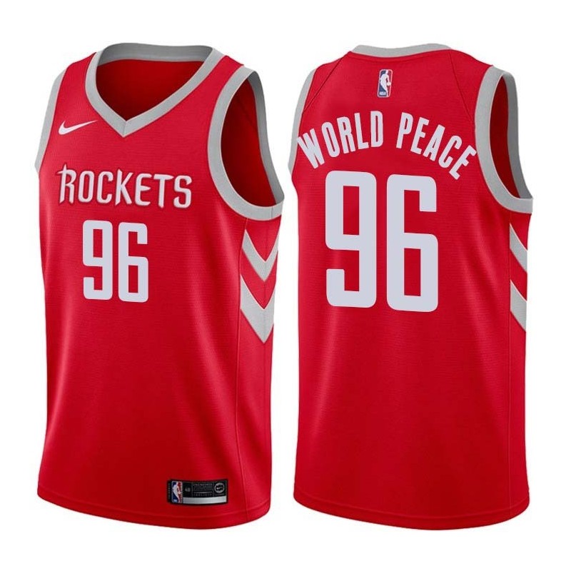 Red Classic Metta World Peace Twill Basketball Jersey -Rockets #96 World Peace Twill Jerseys, FREE SHIPPING