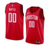 Red_Earned Slick Watts Twill Basketball Jersey -Rockets #00 Watts Twill Jerseys, FREE SHIPPING