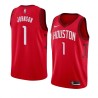 Red_Earned Buck Johnson Twill Basketball Jersey -Rockets #1 Johnson Twill Jerseys, FREE SHIPPING