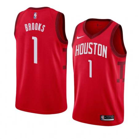 Red_Earned Scott Brooks Twill Basketball Jersey -Rockets #1 Brooks Twill Jerseys, FREE SHIPPING