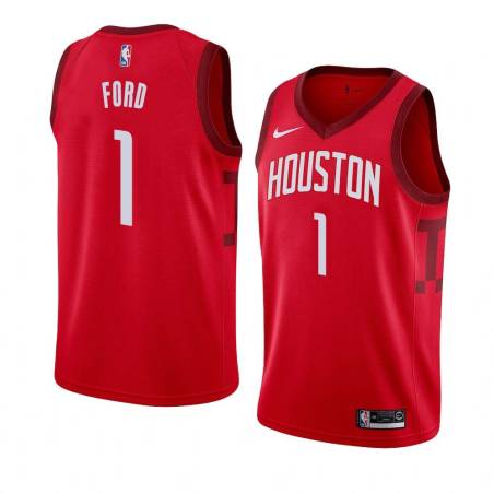 Red_Earned Alton Ford Twill Basketball Jersey -Rockets #1 Ford Twill Jerseys, FREE SHIPPING