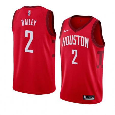 Red_Earned James Bailey Twill Basketball Jersey -Rockets #2 Bailey Twill Jerseys, FREE SHIPPING