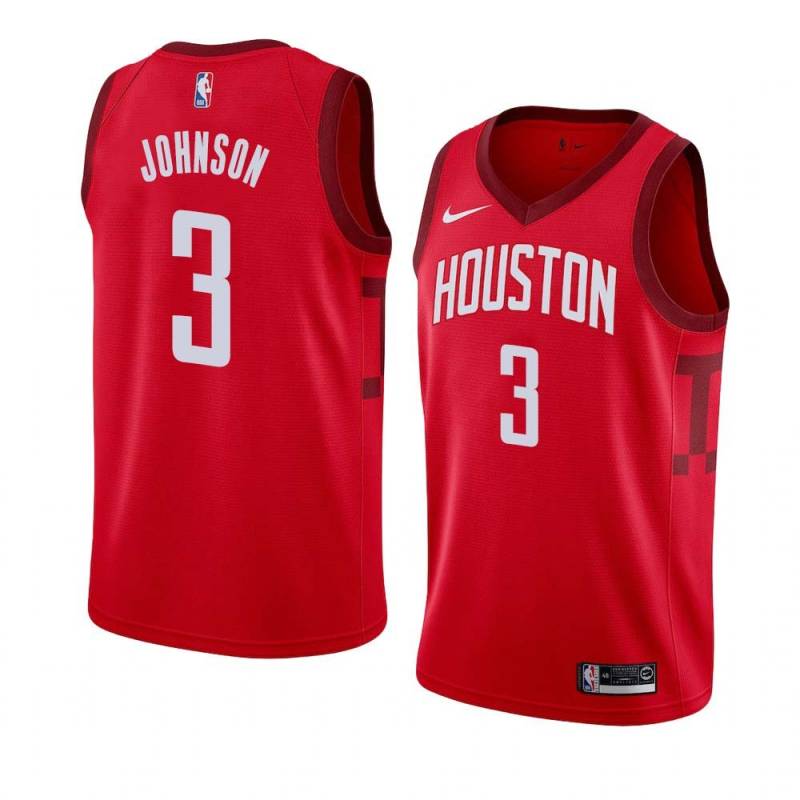 Red_Earned Nick Johnson Twill Basketball Jersey -Rockets #3 Johnson Twill Jerseys, FREE SHIPPING