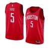 Red_Earned Dave Feitl Twill Basketball Jersey -Rockets #5 Feitl Twill Jerseys, FREE SHIPPING