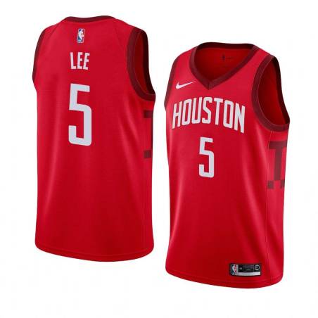 Red_Earned Courtney Lee Twill Basketball Jersey -Rockets #5 Lee Twill Jerseys, FREE SHIPPING