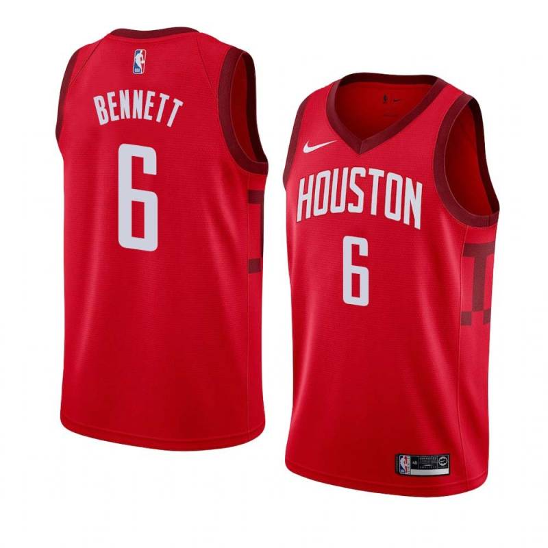 Red_Earned Elmer Bennett Twill Basketball Jersey -Rockets #6 Bennett Twill Jerseys, FREE SHIPPING