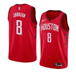 Red_Earned Eddie Johnson Twill Basketball Jersey -Rockets #8 Johnson Twill Jerseys, FREE SHIPPING