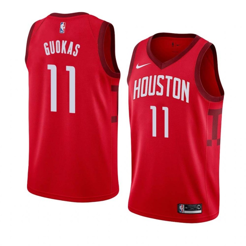 Red_Earned Matt Guokas Twill Basketball Jersey -Rockets #11 Guokas Twill Jerseys, FREE SHIPPING