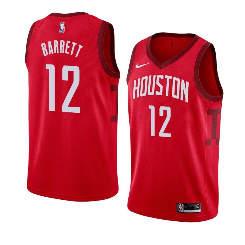 Red_Earned Andre Barrett Twill Basketball Jersey -Rockets #12 Barrett Twill Jerseys, FREE SHIPPING