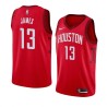 Red_Earned Mike James Twill Basketball Jersey -Rockets #13 James Twill Jerseys, FREE SHIPPING
