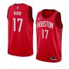 Red_Earned Charlie Ward Twill Basketball Jersey -Rockets #17 Ward Twill Jerseys, FREE SHIPPING