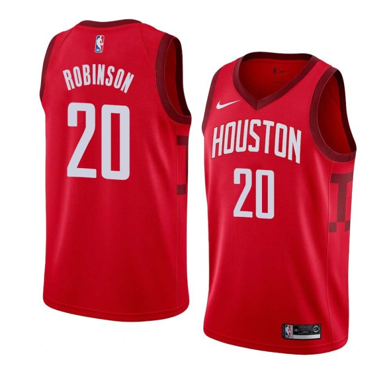 Red_Earned Larry Robinson Twill Basketball Jersey -Rockets #20 Robinson Twill Jerseys, FREE SHIPPING