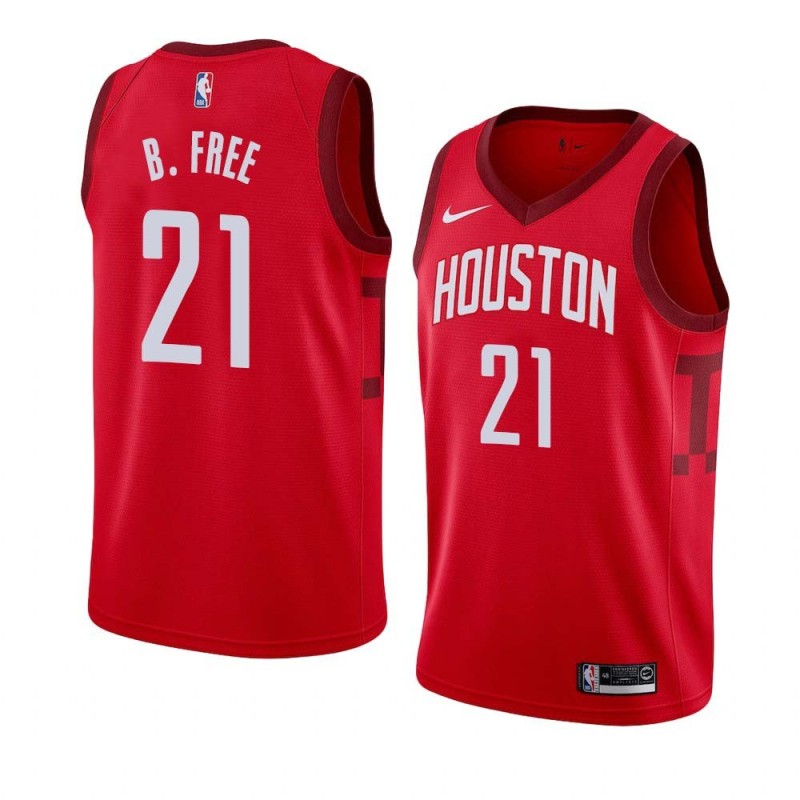 Red_Earned World B. Free Twill Basketball Jersey -Rockets #21 Free Twill Jerseys, FREE SHIPPING