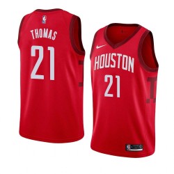 Red_Earned Kenny Thomas Twill Basketball Jersey -Rockets #21 Thomas Twill Jerseys, FREE SHIPPING